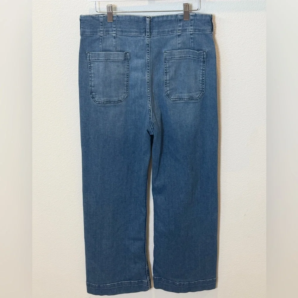 Maeve Anthropologie The Colette Wide-Leg Crop Patch Pocket Jeans Tall 32T - Picture 7 of 12